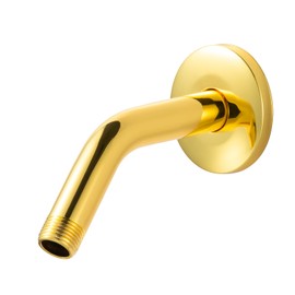 OFFO Shower Arm with Flange, 6 in Bright Gold Wall Mount Replacement Angle Shower Head Arm Wall-Mounted For Fixed Shower Head & Handheld Showerhead
