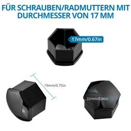 AUTOUTLET 24pcs Wheel Nut Caps 17 mm, Wheel Bolts Wheel Nuts Wheel Bolt Caps Hexagonal, Universal Wheel Nut Caps with Removal Tool