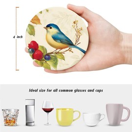 6 posavasos con soporte, clásico de primavera, flores, absorbentes, de cerámica, con base de corcho, mesa de bar para el hogar y decoración de oficina, regalo para calentar la casa