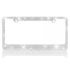 BLVD Stainless-Steel Metal Silver Crystal Bling License Plate Frame Universal