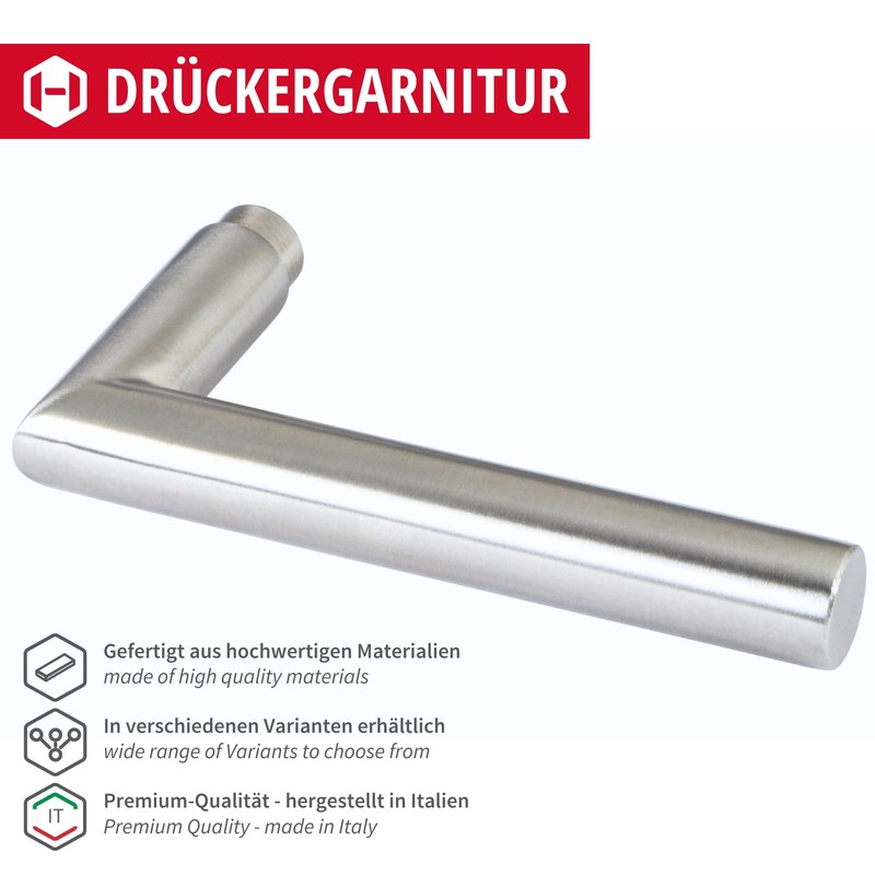Gedotec Handle Set Stainless Steel Matt Brushed [PZW Interchangeable Fittings]