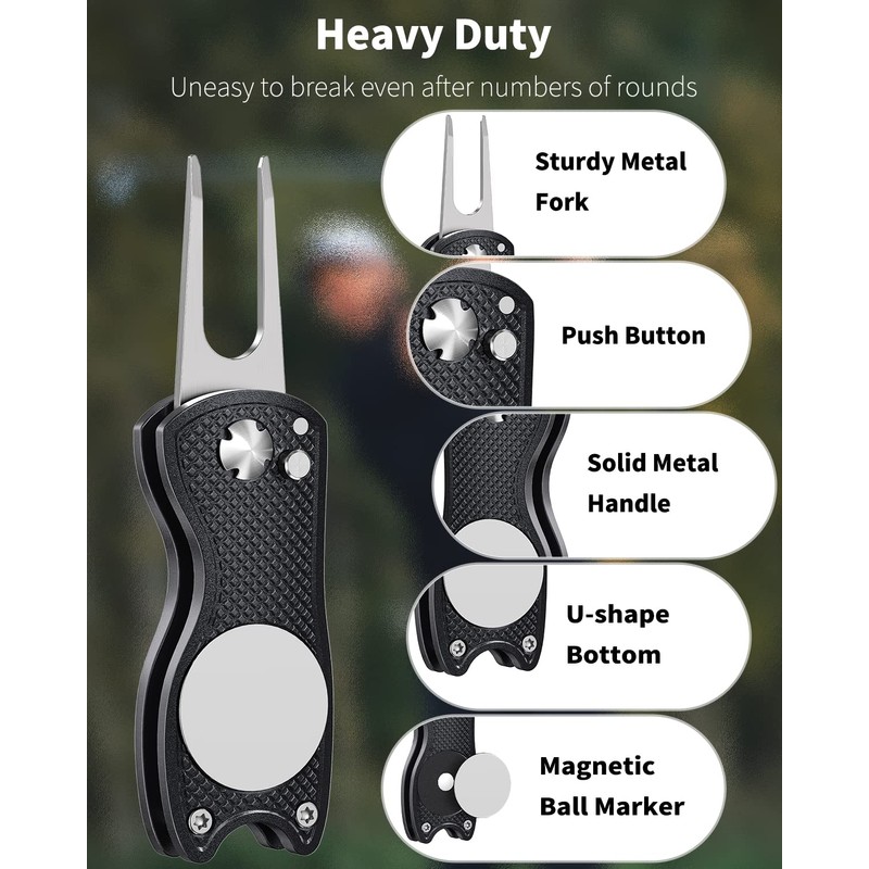 GreenHaven 2 Pack Golf Divot Repair Tool for Golfers Foldable
