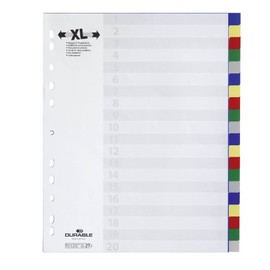 Durable 675927 Index Plastic with Coloured Tabs Extra-Wide Pack of 20