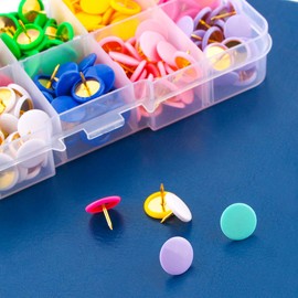 Yalis Colors Thumb Tacks 300-count, Colors Plastic Roundness Push Pins Decorative Tacks for Corkboard, 10 Assorted Colors