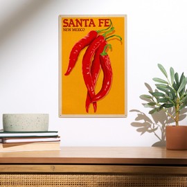Lantern Press 10x15 Inch Wood Sign, Ready to Hang Wall Decor, Santa Fe, New Mexico, Red Chiles, Letterpress