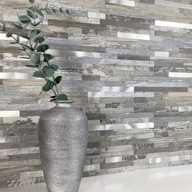 AULIGET 20 Sheets Peel and Stick Backsplash, Distressed Wood Look PVC Wall Tiles Stick on Backsplash for Kitchen
