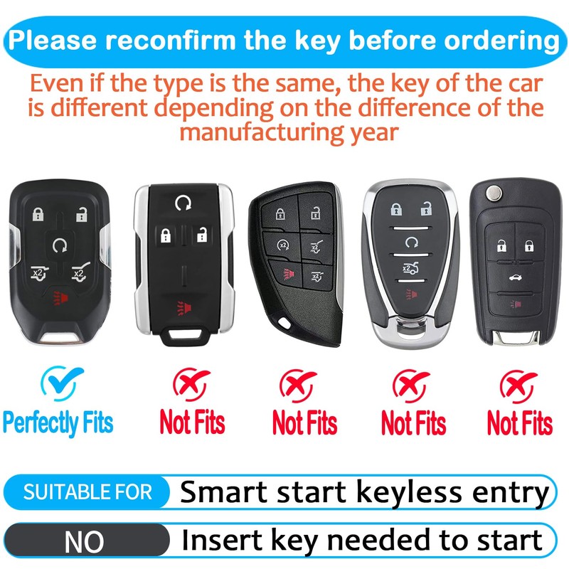 Sindeda for Chevy Key Fob Protective Cover TPU and Leather