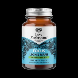 Love Mushrooms Lion’s Mane + Ashwagandha 2000mg Capsules