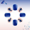 Short Square Press on Nails Fake Nails with Blue Butterfly
