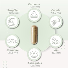 Nubaal MixHerbal Vitamina C con Jengibre, Ajo, Propoleo, Canela, Cúrcuma | Vitaminas y Minerales | 100 cápsulas.