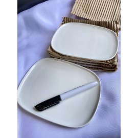 ALESSI white modern porcelain minimalistic Plates 6.5"x5.5” Delta 6 pc 044207700