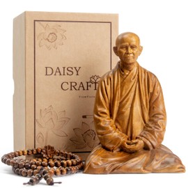 DAISYCRAFTVN Zen Master Thich Nhat Hanh Buddha Statue, Wooden Meditation Accessories, Feng Shui Decor, Zen Spiritual Gifts, Home and Altar Decoration, Buddha Room and Indoor Decor
