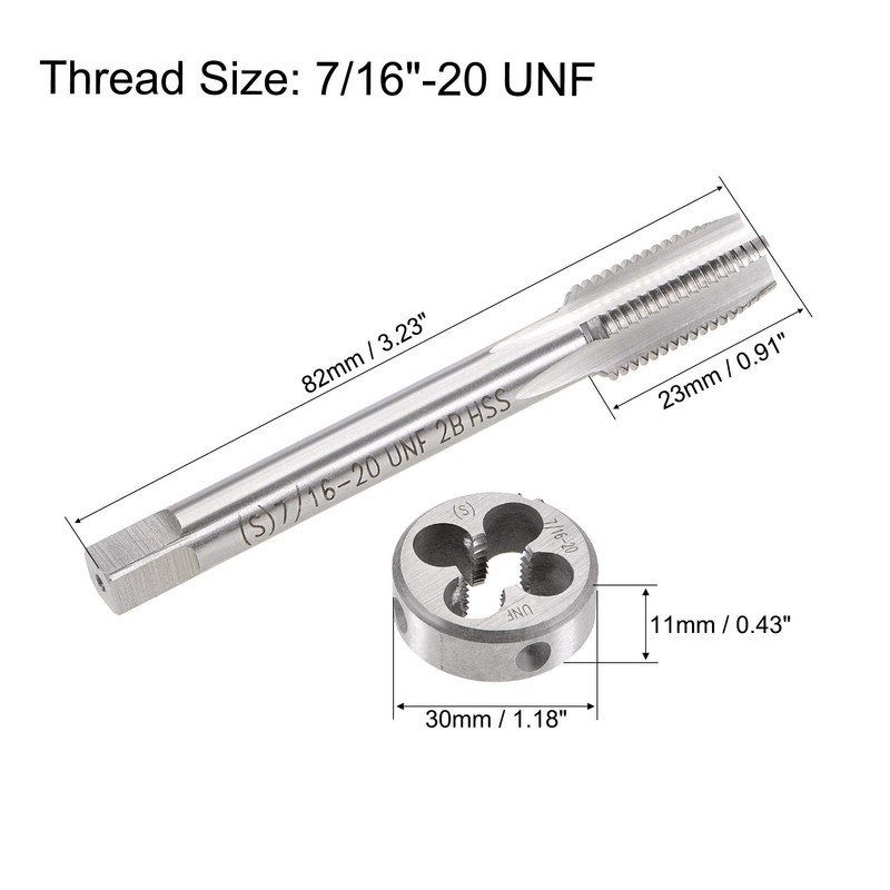 sourcing map 7/16"-20 UNF Tap and Die Set, HSS Machine