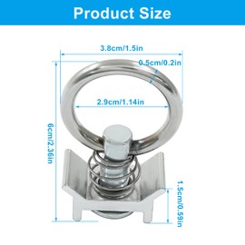 Cionyce 6 Pack L Track Tie Down O Ring, Single Stud Fitting L Track 4,000LB Capacity with Stainless Steel Round Ring Aluminum Keeper for Airline Track Logistic Installation