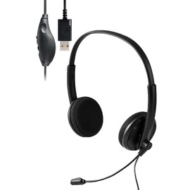 Elecom HS-HP06SUBK Headset, USB Noise Cancelling, Unidirectional, Lightweight, Wired with Microphone, Headphones, Long Times, Web Conferencing, Telework, Compatible with Switch, Presta 4/5, Windows,
