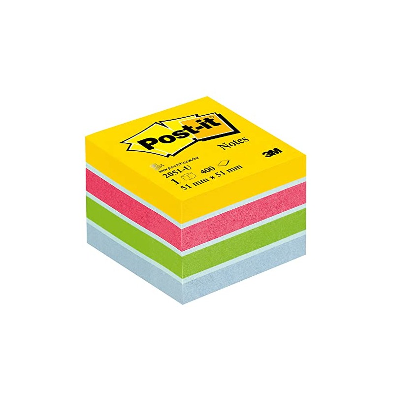 Post-it Notes Mini Cube, Ultra Colours, 51 mm x 51