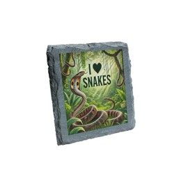 I Love Snakes Slate Coaster – Jungle-Inspired Reptile Lover's Decor – Unique Wildlife Gift (slco-kf25-lovesnakeskvd)