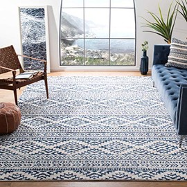 Safavieh Tulum Collection TUL272D Moroccan Boho Tribal Area Rug, 8' x 10', Ivory / Navy