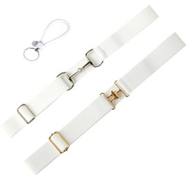Bhsuioa Equestrian Elastic Belt for Women, Horseback Riding Belts with Bit Snaffle and Surcingle buckle Adjustable Waist Belt 2-White