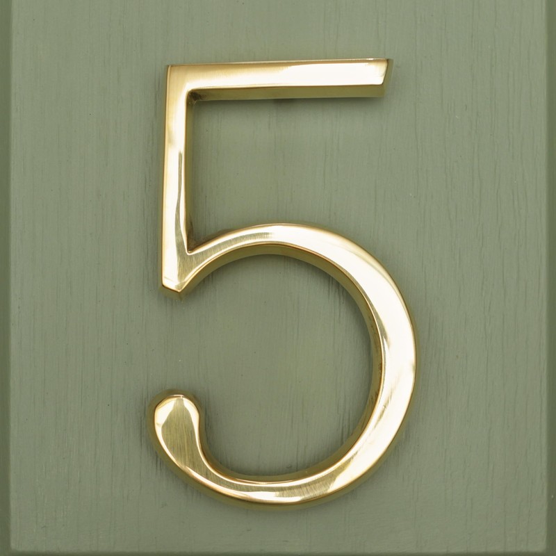Polished Brass Floatinig House Number | 5 inch Modern Door