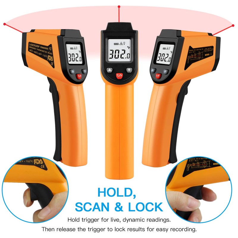 Kitchen Infrared Thermometer, -50°C to 400°C(-58°F to 752°F) Digital Laser