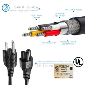 Chanzon UL Listed 3/6/10ft 3 Prong Mickey Mouse Universal AC Power Cord 3 Prong (NEMA 5-15P to IEC320C5) 7A 125V for LG TV,Laptop Notebook