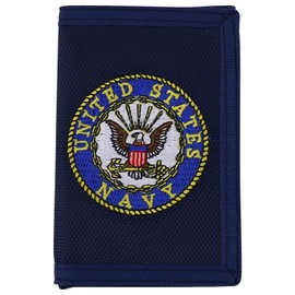 Armycrew Military Theme Embroidered Trifold Wallet (Navy, One Size)