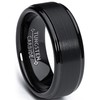 Men's Black Tungsten Ring Matte Finish High Polish Wedding Band