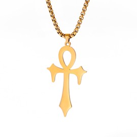 VASSAGO Ankh Cross Necklace for Men Women Stainless Steel Coptic Religious Pendant Necklace Dainty Cross Faith Pendant Necklace Hieroglyph Symbols Necklace, Stainless Steel, Stainless Steel