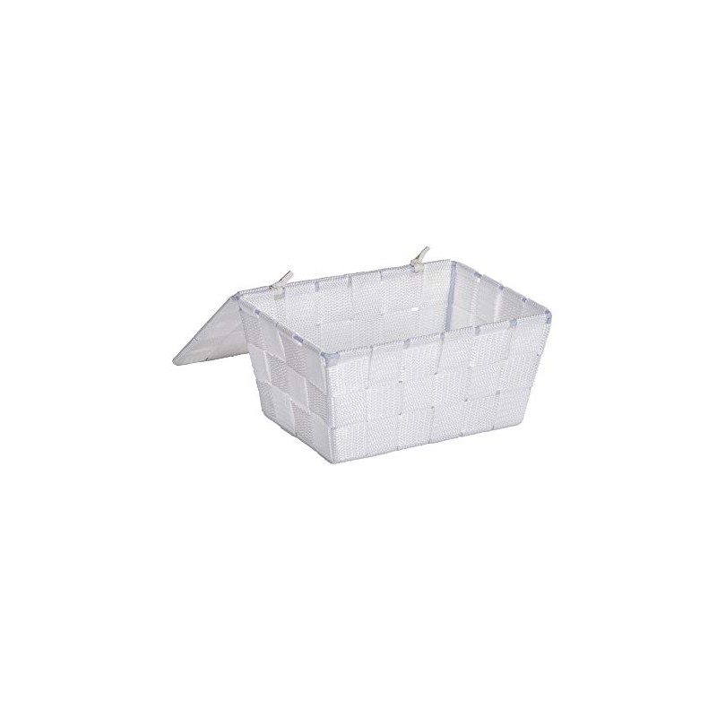 Wenko Adria Storage Basket with Lid, White, 14 x 19