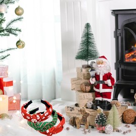 BORFUE 6pcs Christmas Knotted Headbands Wide Hairband No Slip Fabric Headbands Christmas Gifts Hair Accessories for Women