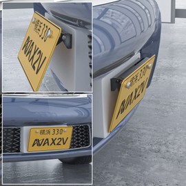 AX2V License Plate Stays with Anti-theft Screw Set for Cars, Angle Adjustable, Height Adjustable, License Plate Stay, License Plate Base, Stainless Steel, Pack of 1 (Black)