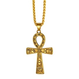 Richsteel Ancient Egyptian Coptic Ankh Cross Pendant Necklace for Men Women