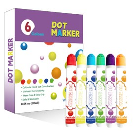 Dardugo Dot Markers, 6 Colors Bingo Daubers, Washable,Non-Toxic, Acid-Free,Comfortable for Toddlers 1 2 3 4 5 Years, Ideal for Art and Crafts