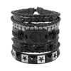 JJDreams Leather Bracelets Black PU Braided Bracelet Set Skull and