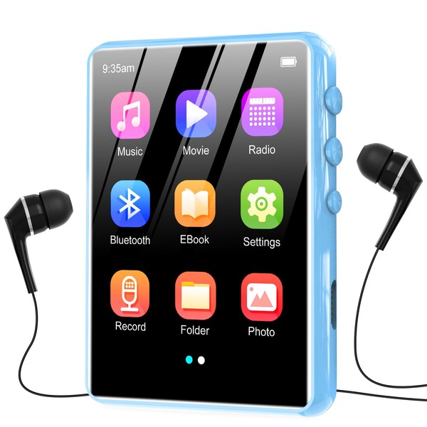 64GB MP3 Player with Bluetooth 5.0, ZAQE 2.4 inch Full Touchscreen Portable Music Player HiFi Lossless Digital Audio Player with Speaker, FM Radio, E-Book, Support up to 128GB