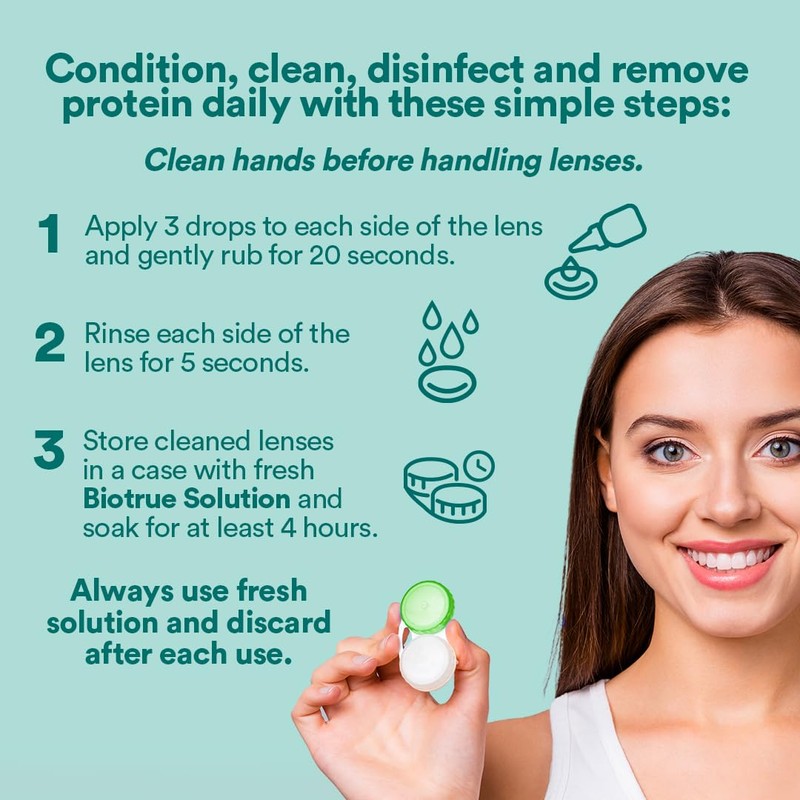 Biotrue Contact Solution, Multi-Purpose Lens Solution for Soft Lenses, Cleans,