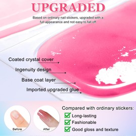 Boloshine UV Gel Nagelfolie, 20 Stück Halbgehärtete UV Gel Strips Selbstklebend Gel Nagellack Streifen, Gellack Wraps für Nagel in Salonqualität UV/LED-Lampe Erforderlich - Rosafarbener Sand