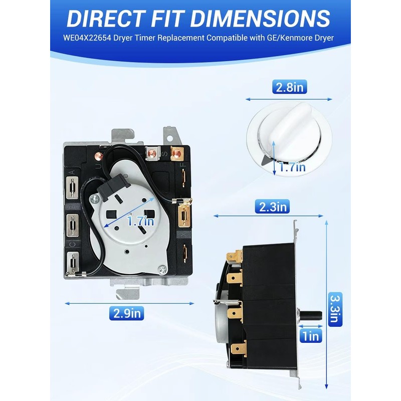 Upgraded WE04X22654 Dryer Timer: Compatible with GE & Kenmore