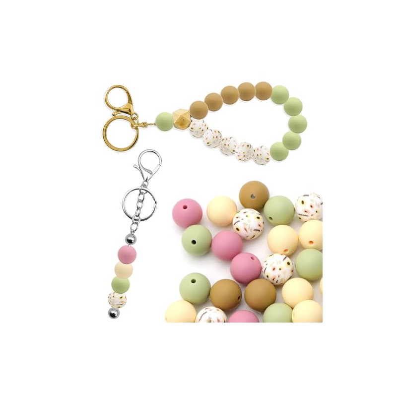 David Accessories Silicone Beads 15mm Bulk Round Beads for Keychain