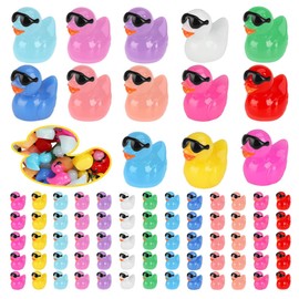 HOTTuoHong Mini Ducks Bulk,Tiny Ducks,Mini Resin Ducks Miniature Duck Figures Ornament Little Ducks for Craft,Dollhouse,Home Decorations Birthday Party Gift (1, 65,Multicolor,Sunglasses)
