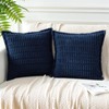Artscope Dark Blue Cushion Covers Set of 2 Corduroy Decorative