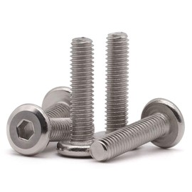 M6 x 16mm (50 PCS) Flat Round Head Socket Cap Screw, 304 Stainless Steel, Bright Finish, Full Thread, Connection Bolts, Furniture Screws 3D Printer Screws