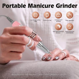 Nail Drill Handpiece Electric Nail Cutter: Electric Acrylic Gel Polishing Machine Replacement Nail Drill Handle Electric Nail File Drill Tool (Pink)