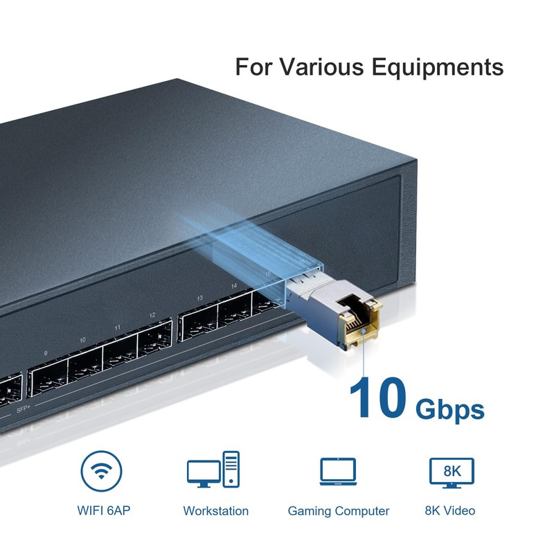 QSFPTEK 10G SFP+ to RJ45 Copper Module, 10GBASE-T SFP RJ-45