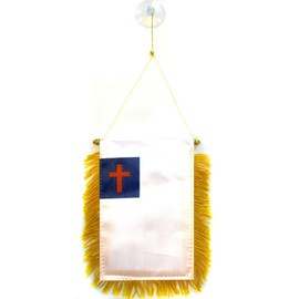 AZ FLAG Christian Religion Mini Banner 6'' x 4'' - Christianity Pennant 15 x 10 cm - Mini Banners 4x6 inch Suction Cup Hanger