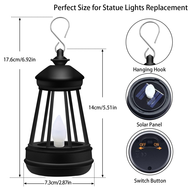 Mini Solar Lantern Lights Replacement for Outdoor Statue, Small Solar