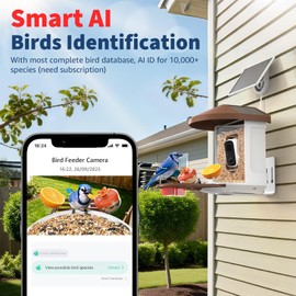 PeckCam® Bird Feeder with Camera with AI Identify 10000+ Birds Species, 3 Solar Panels, 2K Live View, Instant Arrival Alerts, Smart Bird House with Cam, Gift for Bird Lovers