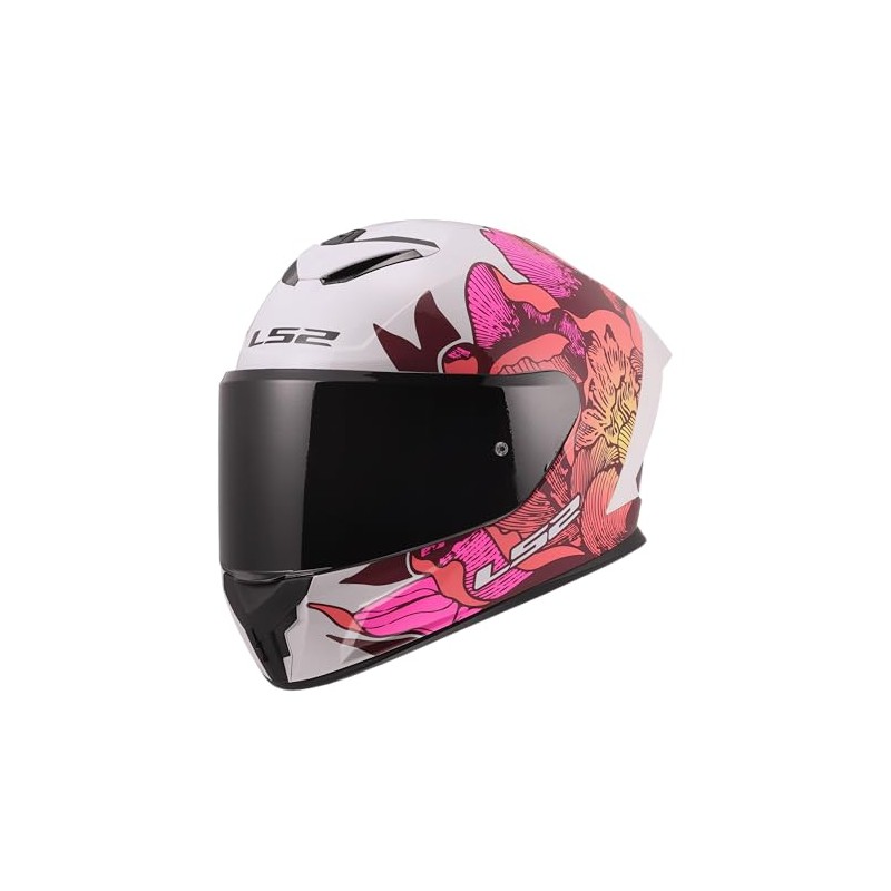 LS2, RAPID III POPPIES II Integral Motorcycle Helmet White Pink