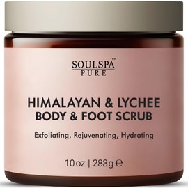 Exfoliante corporal y para pies del Himalaya Lujoso exfoliante corporal con sal rosa del Himalaya y rico en minerales para una piel renovada y radiante, 10 oz
